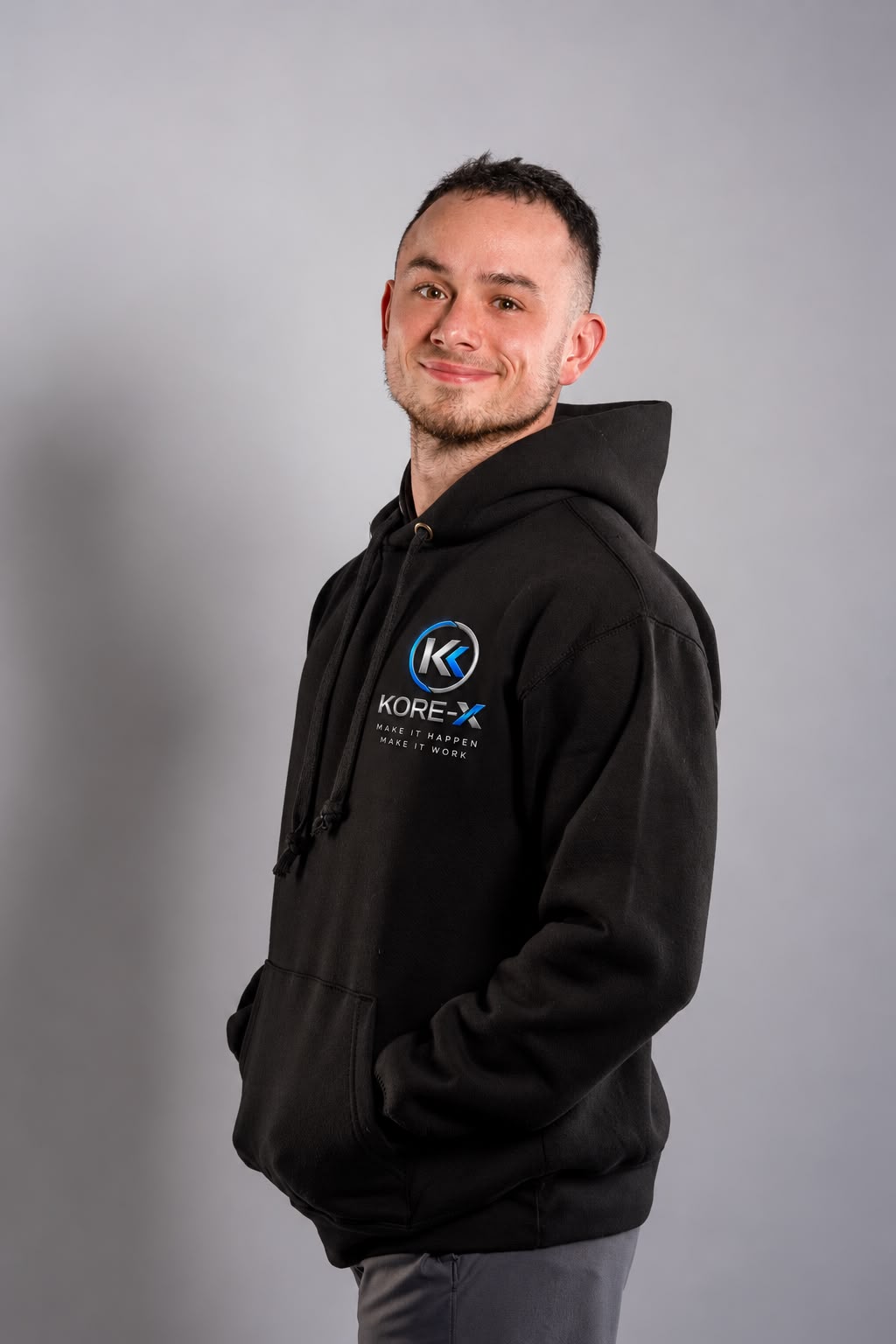 Coach Kered wearing a KORE-X hoodie